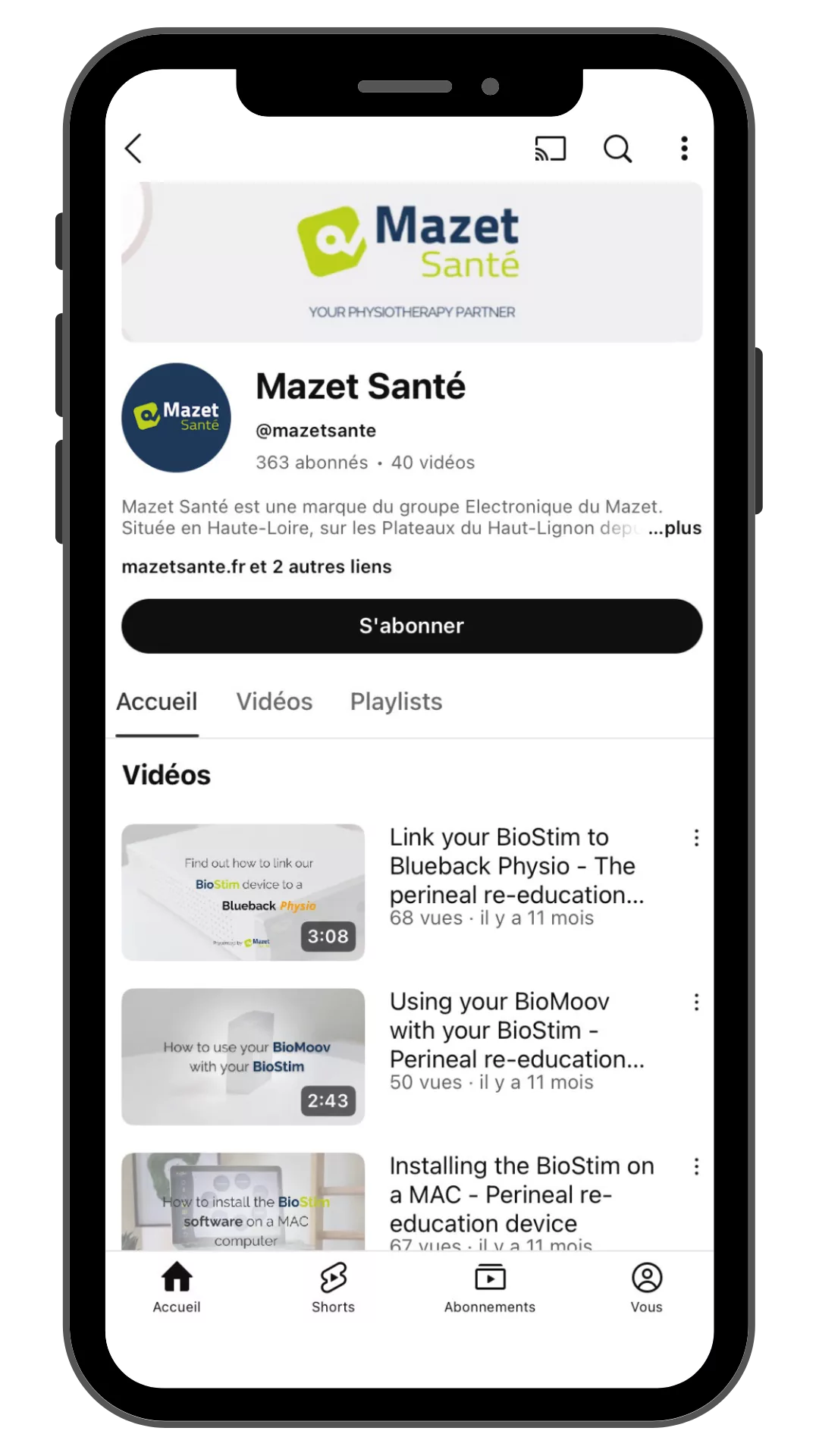 Compte Youtube Mazet Santé